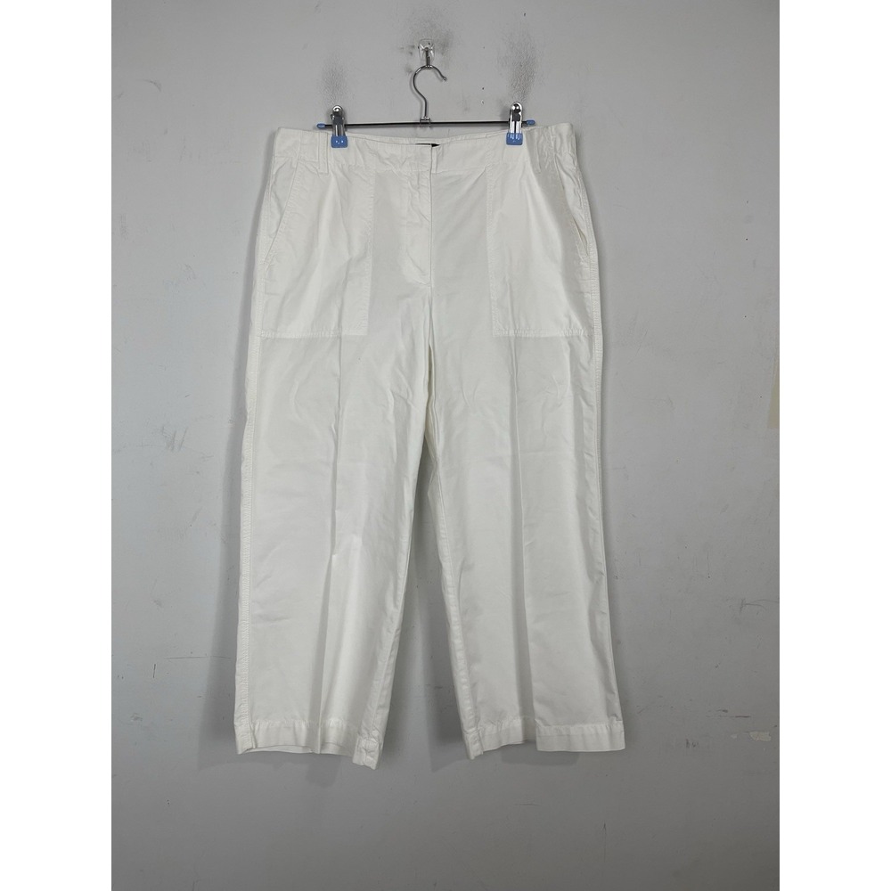 Talbots Women Pants 12 White Beachy Chino Coastal Travel Vacation Wide Leg‎